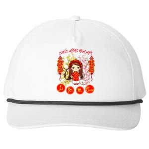 Li Xi Me Please Vietnamese Red Cute Ao Dai Girl Flowers Cool Gift Snapback Five-Panel Rope Hat