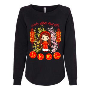 Li Xi Me Please Vietnamese Red Cute Ao Dai Girl Flowers Cool Gift Womens California Wash Sweatshirt