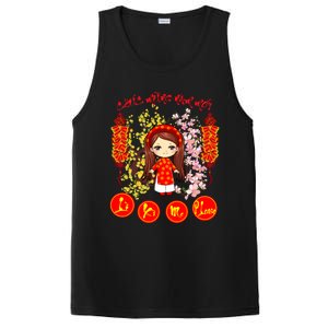 Li Xi Me Please Vietnamese Red Cute Ao Dai Girl Flowers Cool Gift PosiCharge Competitor Tank