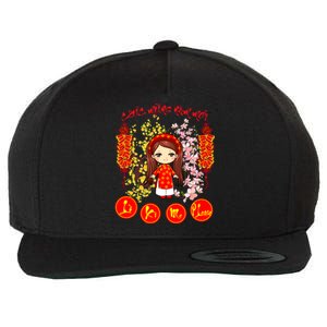 Li Xi Me Please Vietnamese Red Cute Ao Dai Girl Flowers Cool Gift Wool Snapback Cap