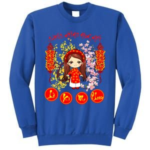 Li Xi Me Please Vietnamese Red Cute Ao Dai Girl Flowers Cool Gift Sweatshirt