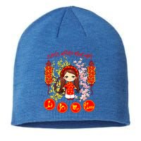 Li Xi Me Please Vietnamese Red Cute Ao Dai Girl Flowers Cool Gift Sustainable Beanie