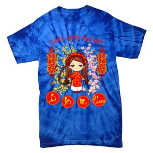 Li Xi Me Please Vietnamese Red Cute Ao Dai Girl Flowers Cool Gift Tie-Dye T-Shirt