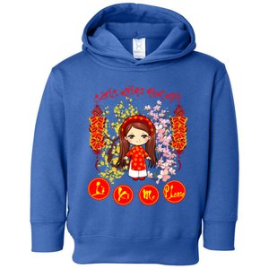 Li Xi Me Please Vietnamese Red Cute Ao Dai Girl Flowers Cool Gift Toddler Hoodie