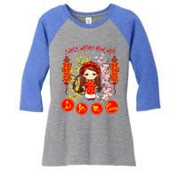 Li Xi Me Please Vietnamese Red Cute Ao Dai Girl Flowers Cool Gift Women's Tri-Blend 3/4-Sleeve Raglan Shirt