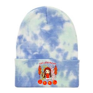 Li Xi Me Please Vietnamese Red Cute Ao Dai Girl Flowers Cool Gift Tie Dye 12in Knit Beanie