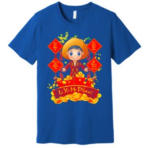 Li Xi Me Please Vietnamese Red Cute Ao Dai Girl Flowers Gift Premium T-Shirt