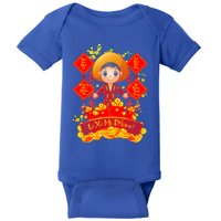 Li Xi Me Please Vietnamese Red Cute Ao Dai Girl Flowers Gift Baby Bodysuit