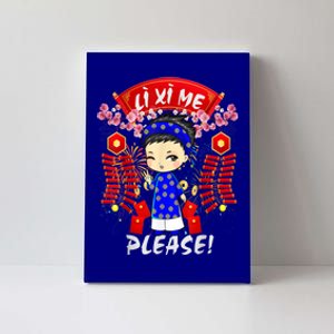 Li Xi Me Please Vietnamese Tet Cute Ao Dai Boy Flowers Cute Gift Canvas