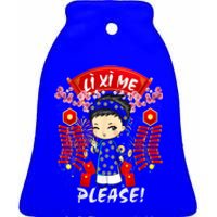 Li Xi Me Please Vietnamese Tet Cute Ao Dai Boy Flowers Cute Gift Ceramic Bell Ornament