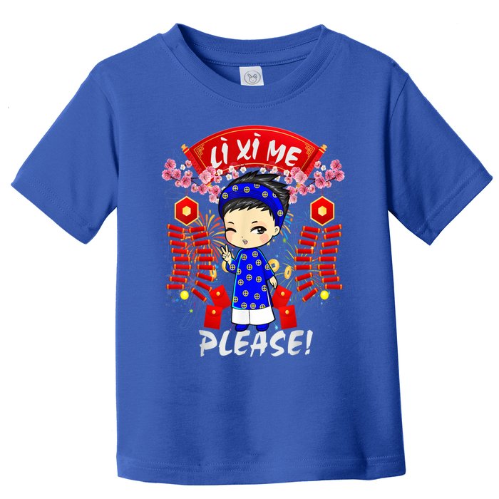 Li Xi Me Please Vietnamese Tet Cute Ao Dai Boy Flowers Cute Gift Toddler T-Shirt