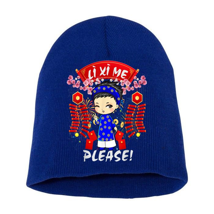 Li Xi Me Please Vietnamese Tet Cute Ao Dai Boy Flowers Cute Gift Short Acrylic Beanie