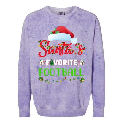 Lighting Xmas SantaS Favorite Football Christmas Gift Colorblast Crewneck Sweatshirt