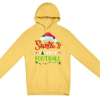 Lighting Xmas SantaS Favorite Football Christmas Gift Premium Pullover Hoodie