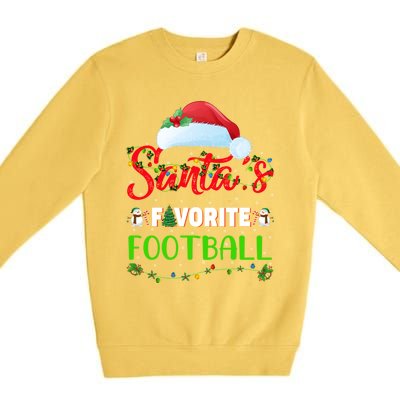 Lighting Xmas SantaS Favorite Football Christmas Gift Premium Crewneck Sweatshirt