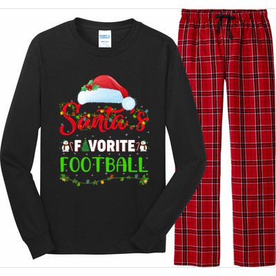 Lighting Xmas SantaS Favorite Football Christmas Gift Long Sleeve Pajama Set