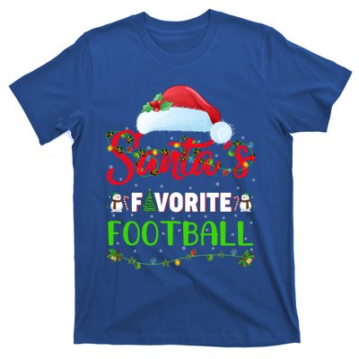 Lighting Xmas SantaS Favorite Football Christmas Gift T-Shirt