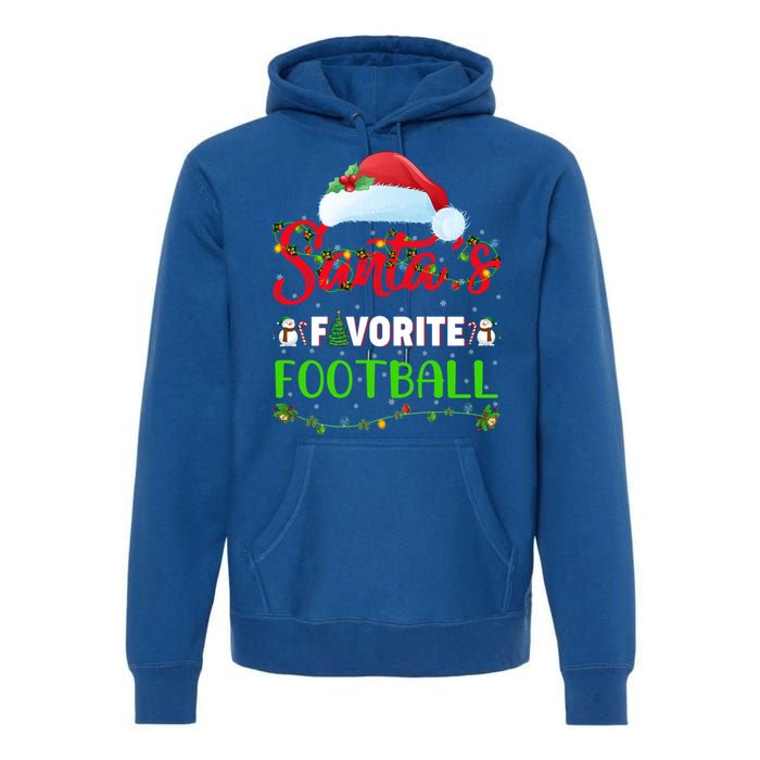 Lighting Xmas SantaS Favorite Football Christmas Gift Premium Hoodie