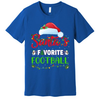 Lighting Xmas SantaS Favorite Football Christmas Gift Premium T-Shirt