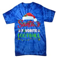 Lighting Xmas SantaS Favorite Football Christmas Gift Tie-Dye T-Shirt