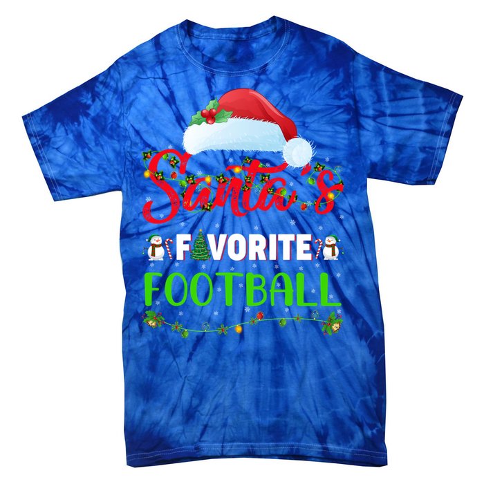 Lighting Xmas SantaS Favorite Football Christmas Gift Tie-Dye T-Shirt