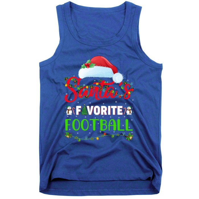 Lighting Xmas SantaS Favorite Football Christmas Gift Tank Top