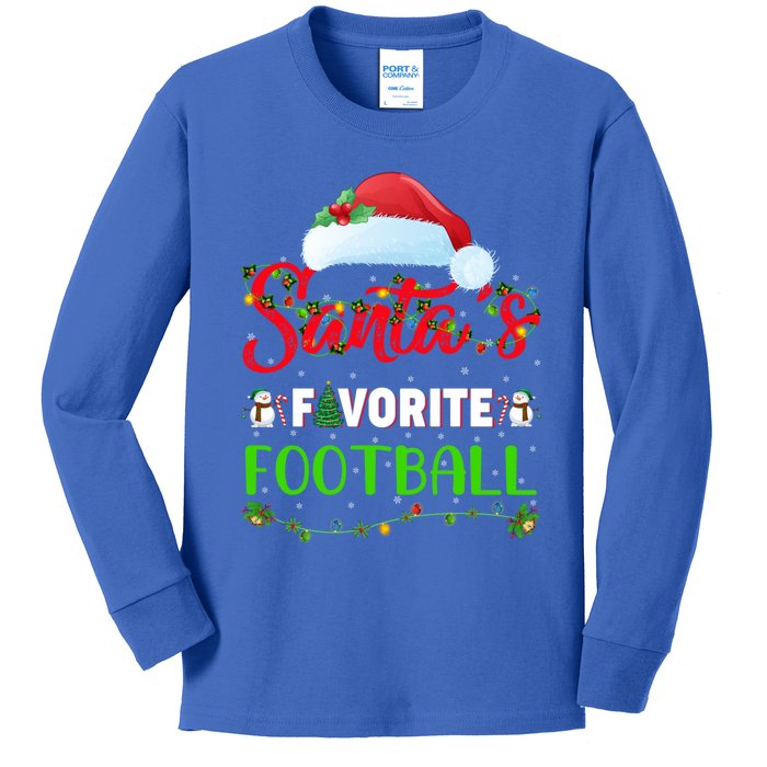 Lighting Xmas SantaS Favorite Football Christmas Gift Kids Long Sleeve Shirt