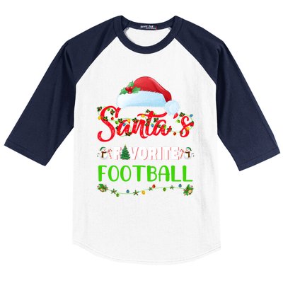 Lighting Xmas SantaS Favorite Football Christmas Gift Baseball Sleeve Shirt