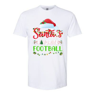 Lighting Xmas SantaS Favorite Football Christmas Gift Softstyle CVC T-Shirt