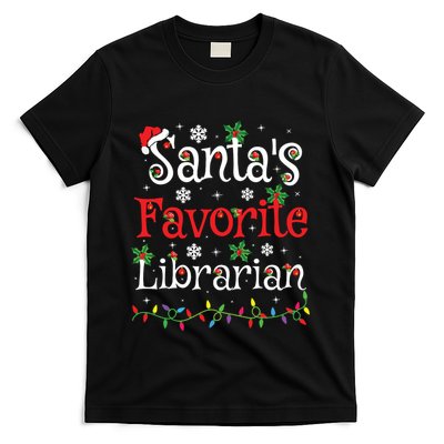Librarian Xmas Santas Favorite Librarian Christmas T-Shirt