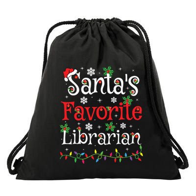 Librarian Xmas Santas Favorite Librarian Christmas Drawstring Bag