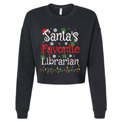 Librarian Xmas Santas Favorite Librarian Christmas Cropped Pullover Crew