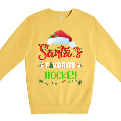 Lighting Xmas SantaS Favorite Hockey Christmas Meaningful Gift Premium Crewneck Sweatshirt