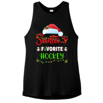 Lighting Xmas SantaS Favorite Hockey Christmas Meaningful Gift Ladies PosiCharge Tri-Blend Wicking Tank