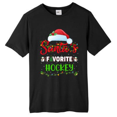 Lighting Xmas SantaS Favorite Hockey Christmas Meaningful Gift Tall Fusion ChromaSoft Performance T-Shirt