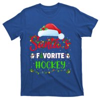 Lighting Xmas SantaS Favorite Hockey Christmas Meaningful Gift T-Shirt