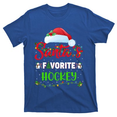 Lighting Xmas SantaS Favorite Hockey Christmas Meaningful Gift T-Shirt