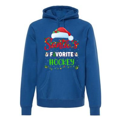 Lighting Xmas SantaS Favorite Hockey Christmas Meaningful Gift Premium Hoodie