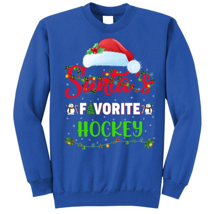 Lighting Xmas SantaS Favorite Hockey Christmas Meaningful Gift Tall Sweatshirt