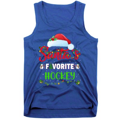 Lighting Xmas SantaS Favorite Hockey Christmas Meaningful Gift Tank Top