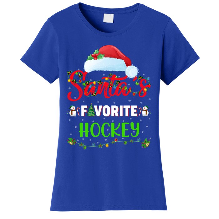 Lighting Xmas SantaS Favorite Hockey Christmas Meaningful Gift Women's T-Shirt