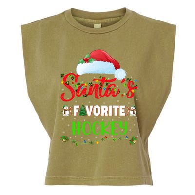 Lighting Xmas SantaS Favorite Hockey Christmas Meaningful Gift Garment-Dyed Women's Muscle Tee