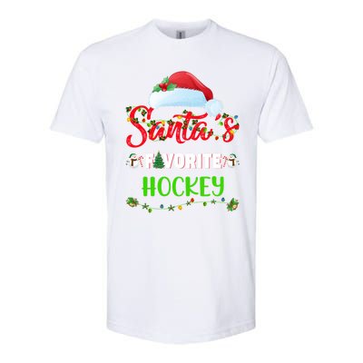 Lighting Xmas SantaS Favorite Hockey Christmas Meaningful Gift Softstyle CVC T-Shirt