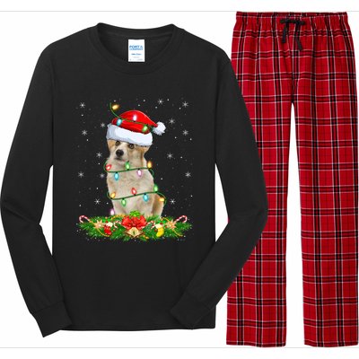 Lighting Xmas Santa Welsh Corgi Dog Christmas Gift Long Sleeve Pajama Set