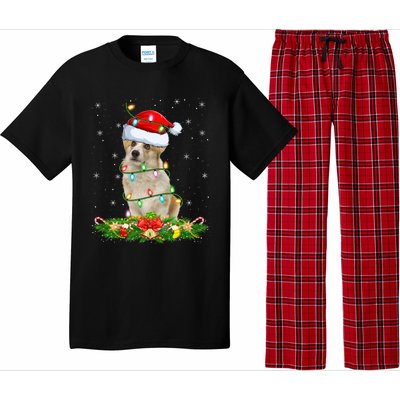 Lighting Xmas Santa Welsh Corgi Dog Christmas Gift Pajama Set