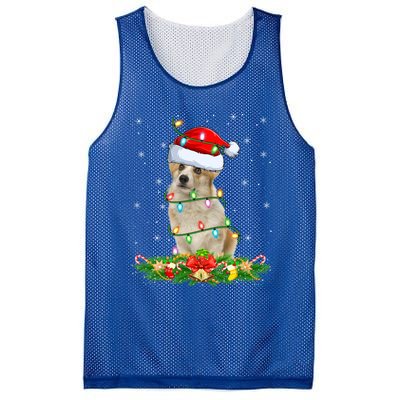 Lighting Xmas Santa Welsh Corgi Dog Christmas Gift Mesh Reversible Basketball Jersey Tank