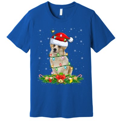 Lighting Xmas Santa Welsh Corgi Dog Christmas Gift Premium T-Shirt