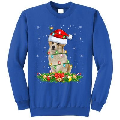 Lighting Xmas Santa Welsh Corgi Dog Christmas Gift Tall Sweatshirt