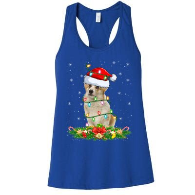 Lighting Xmas Santa Welsh Corgi Dog Christmas Gift Women's Racerback Tank