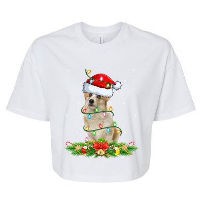 Lighting Xmas Santa Welsh Corgi Dog Christmas Gift Bella+Canvas Jersey Crop Tee